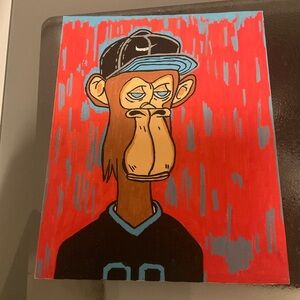 Vibrant Red and Blue Monkey Art Canvas